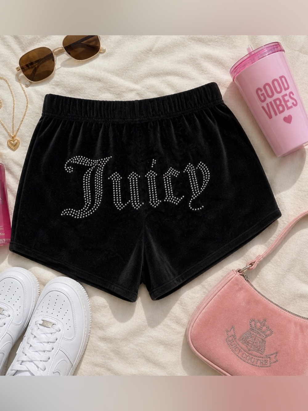 Juicy Couture Black Plush Athletic Lounge Shorts